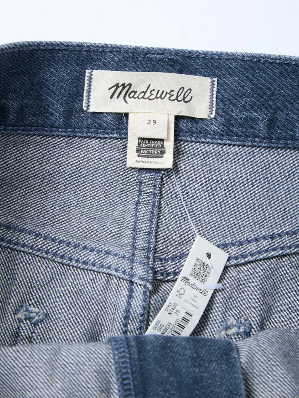 Madewell 100% Cotton Denim Hodgeman Wash Airy Blue Mini Skirt Size 29